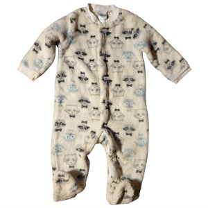 Baby Infant Footie Raccoon Plush Soft Travel Sleep Pajamas Bath Time